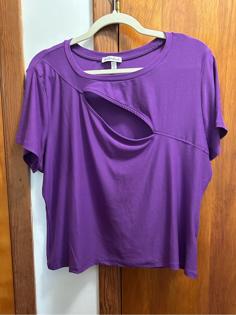 Derek Heart Purple Short Sleeve Cutout Tee